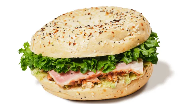 Avocado Chicken &amp; Bacon Bagel Sandwich